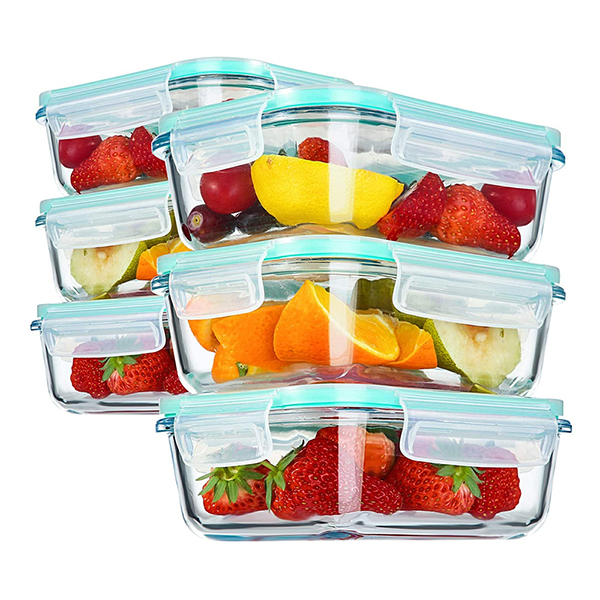  Glass Food Storage Containers with Airtight Snap Locking Li