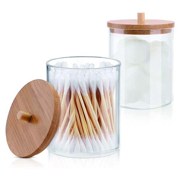 Bamboo lid cosmetics storage box 