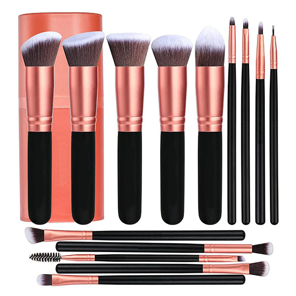 Set of 14 Synthetic Hair Makeup Brushes