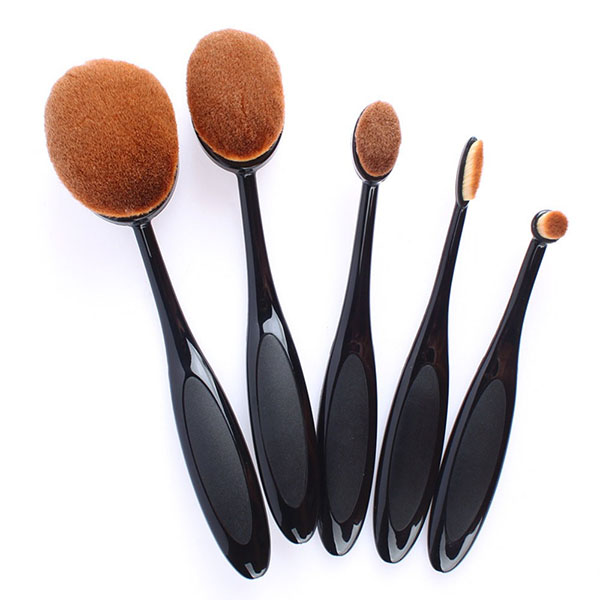 7PCS Black Oval Toothbrush Makeup Brush Set