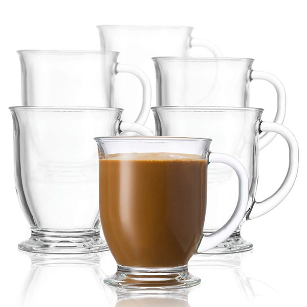 Clear Glass Tea Coffee Mugs with grips for Hot Beverages