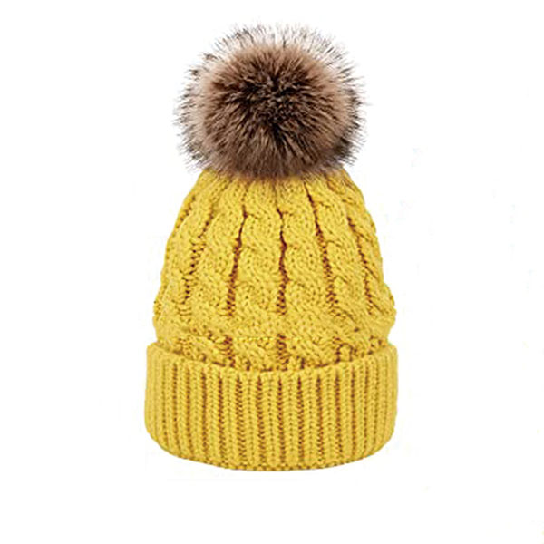 Women Winter Fleece Lined Knitted Beanie Hat