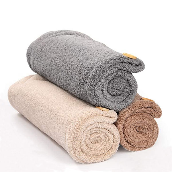 Microfiber Hair Towel Wraps with Button