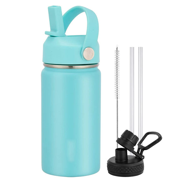 Stainless Steel kids water bottle with straw lid and brush