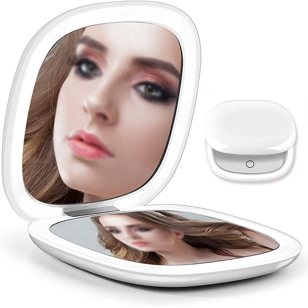 2-Sided Lighted Pocket Makeup Mirror