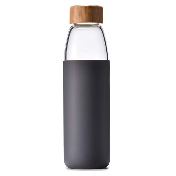 Glass Water Bottle with Bamboo Lid 
