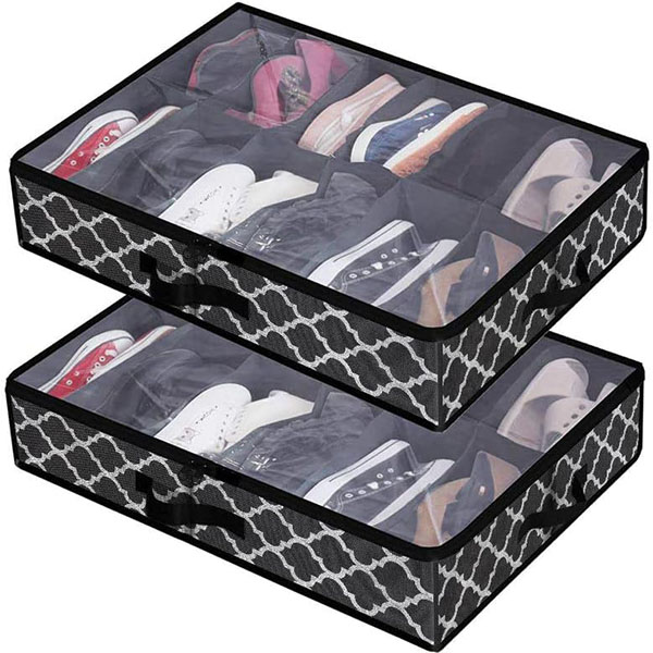Underbed Shoes Chest of Drawers with Transparent Lid 