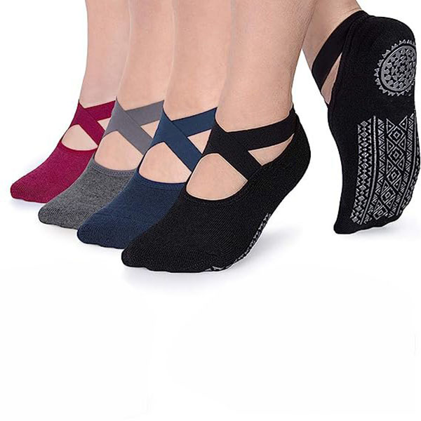 Yoga Socks for Women Non-Slip Grips & Straps, Ideal for Pila