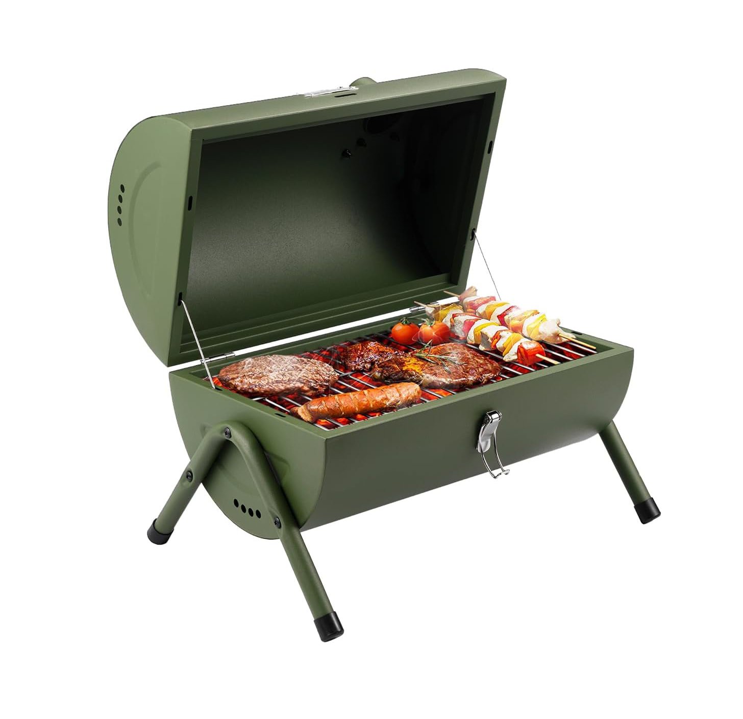 Portable Charcoal Grill, Tabletop Outdoor Barbecue Smoker